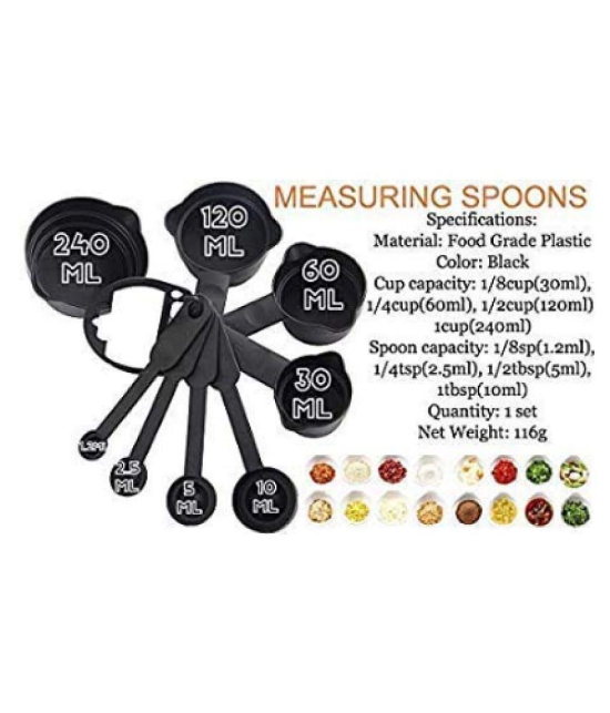 Blooms Event 8 Pcs Black Measuring Cups and Spoons Set, Silicone  Spatula and Brush Set - Multicolor