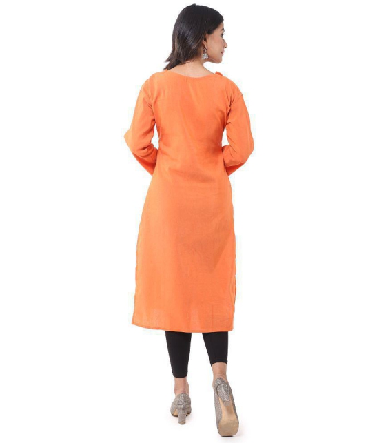 DESHBANDHU DBK - Orange Cotton Womens Straight Kurti - None