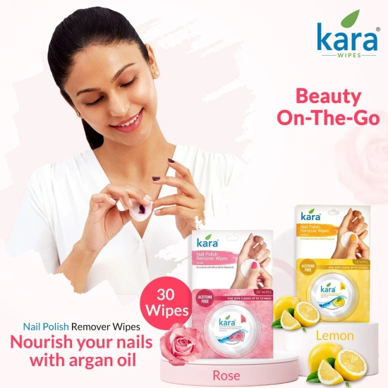 Kara Lemon Nail Polish Remover Wipes 30 Pulls  (Pack of 6)