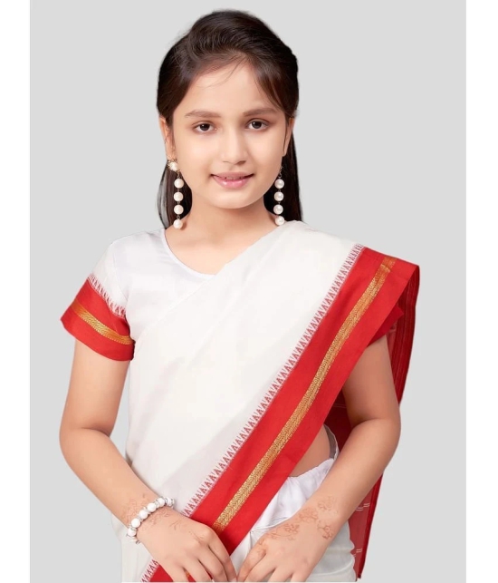 Aarika - White Silk Girls Saree ( Pack of 1 ) - None