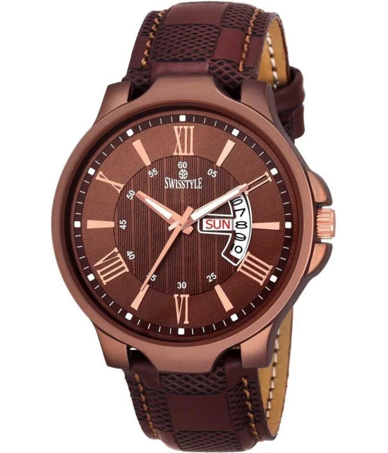 Swisstyle Brown Leather Analog Mens Watch