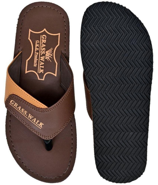 GRASS WALK - Brown Men's Leather Slipper - None