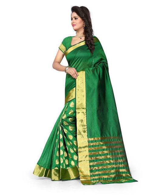 Radiance Star Green Cotton Silk Saree