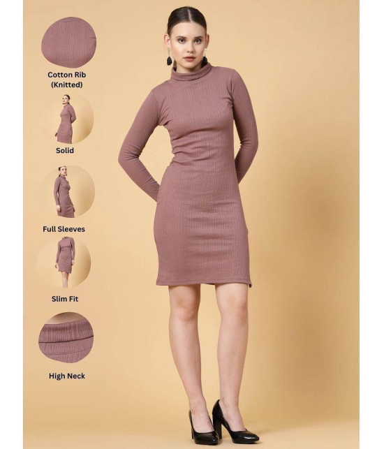 Rigo Cotton Solid Midi Womens Bodycon Dress - Lavender ( Pack of 1 ) - None