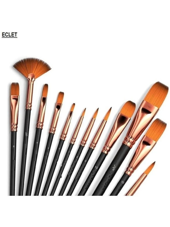 Eclet Craft Painting Brushes Set of 12 Professional Round Pointed Tip Nylon Hair Artist Acrylic Paint Brush for Acrylic/Watercolor/Oil Painting.25