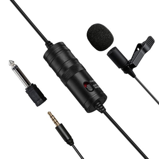Boya By-M1 Auxiliary Lavalier Microphone Lapel Clip-on Microphone, Omnidirectional Electret Condenser Mic, TRRS 3.5mm Jack, 6.7 Meter Extreme-Long Cable, For Smartphones, DSLR, Camcorders (Black)