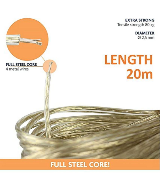 20 Meter Steel Anti-Rust Wire Cloth Rope Assoreted Color (Pack of 1)