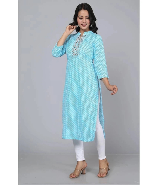 HIGHLIGHT FASHION EXPORT - Light Blue Cotton Blend Womens Straight Kurti ( Pack of 1 ) - None