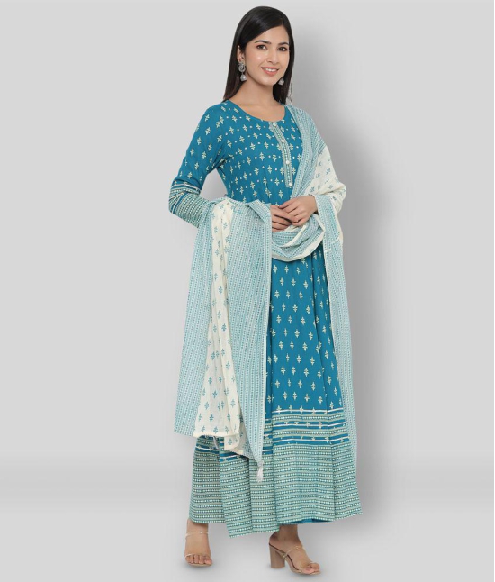 KIPEK - Blue Straight Rayon Womens Stitched Salwar Suit ( Pack of 1 ) - XXL