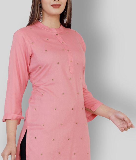 HIGHLIGHT FASHION EXPORT - Pink Rayon Womens Straight Kurti ( Pack of 1 ) - S