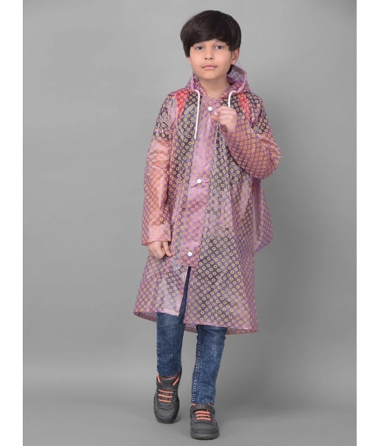 Dollar Rainguard Kids Full Sleeve Circle Printed Long Raincoat With Adjustable Hood and Pocket - None