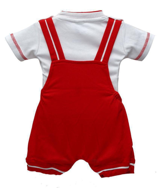 Zadmus Unisex Top and Dungaree Set Cotton, Red - 6-12 Months