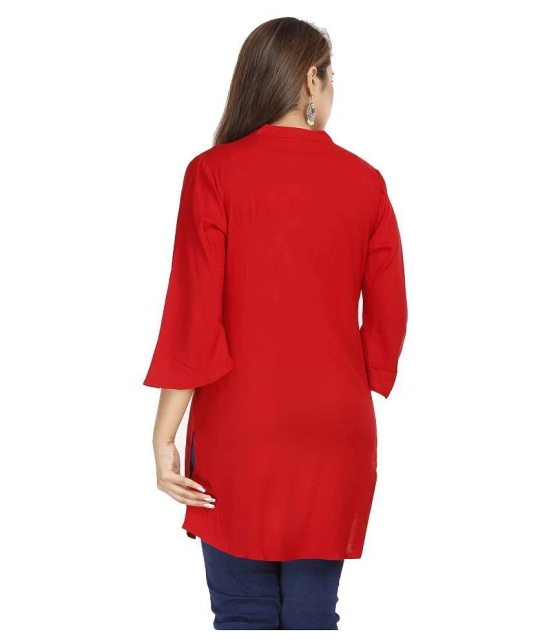 JC4U - Red Rayon Womens Straight Kurti ( Pack of 1 ) - M