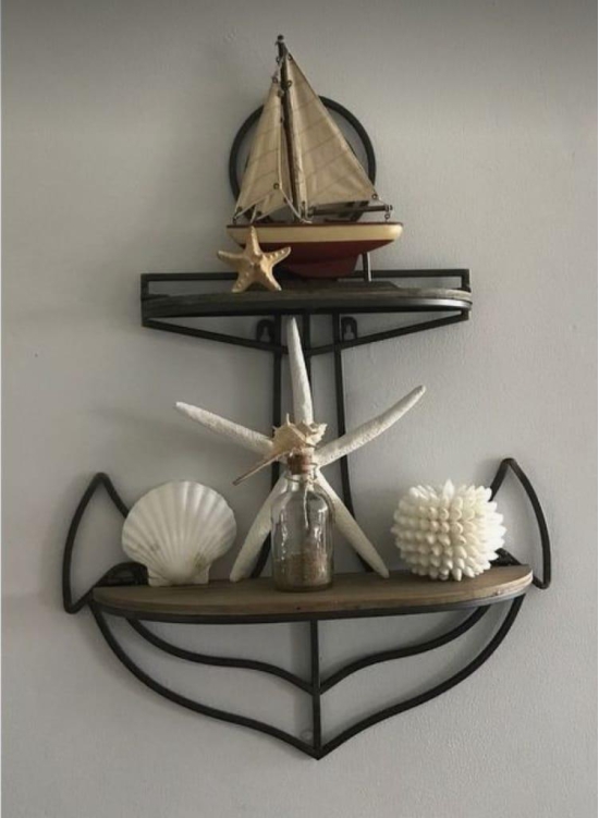 Metal wood wall Rack decorative wall shelf