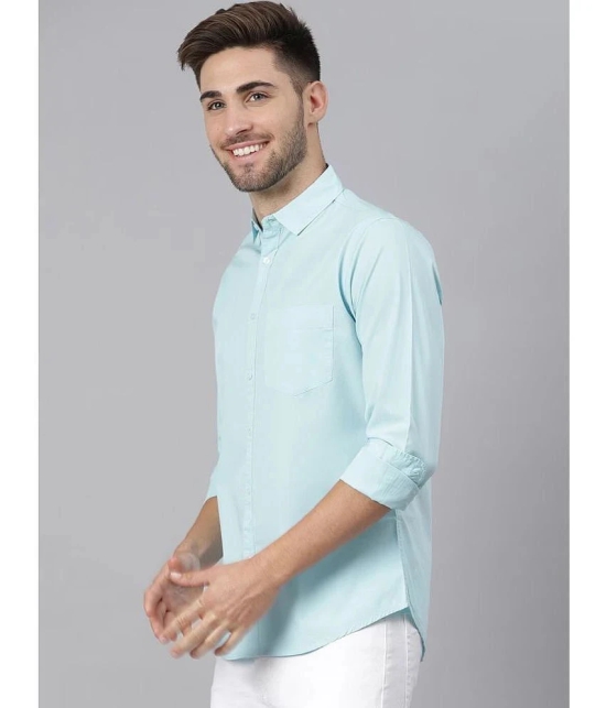 liferoads - Light Blue 100% Cotton Slim Fit Mens Casual Shirt ( Pack of 1 ) - None