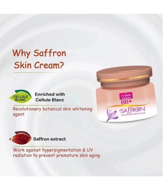 VI-JOHN Saffron BB+ Fairness & Brightening Cream Enriched With Vitamin E 50g Each (100g) - Pack of 2