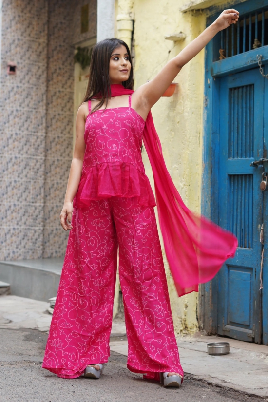 Pink Palazzo Fusion Set-M