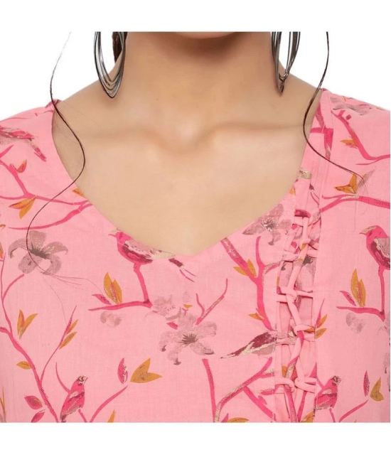 Antaran Cotton Printed A-line Womens Kurti - Pink ( Pack of 1 ) - None