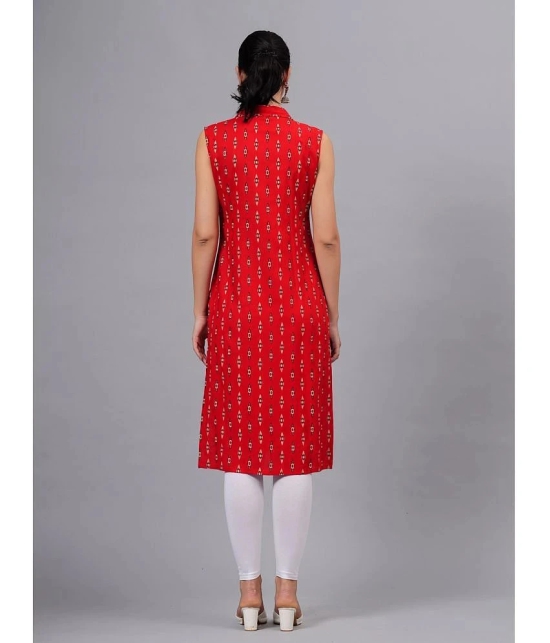 JC4U Rayon Printed Straight Womens Kurti - Red ( Pack of 1 ) - None