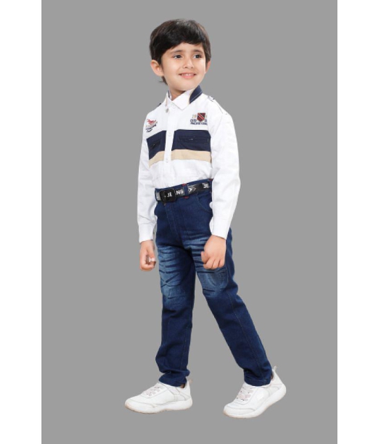 DKGF Fashion - Beige Cotton Blend Boys Shirt & Jeans ( Pack of 1 ) - None