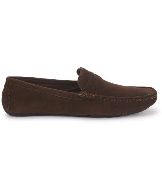 UrbanMark Men Comfortable Suede Leather Slip-On Loafers- Brown - 8