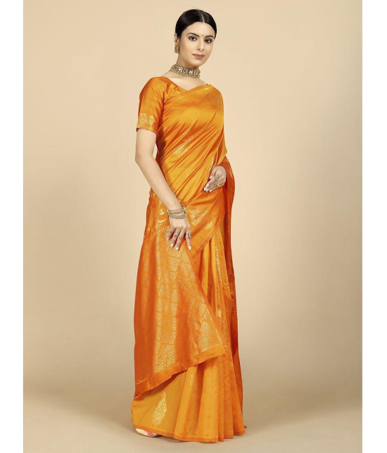 Rangita Women Ethnic Motifs Banarasi Silk Saree With Blouse Piece - Mustard - Mustard