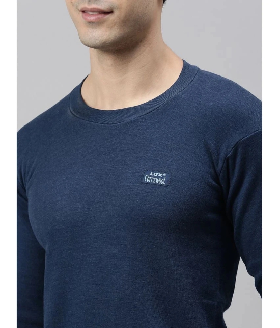 Pack of 2 Lux Cottswool - Blue Cotton Blend Mens Thermal Tops - None