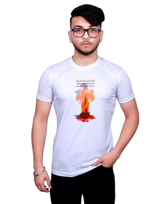 NITYANAND CREATIONS Round Neck White Holi T-Shirt for MEN-HOLI-T-SHIRT-11502-S