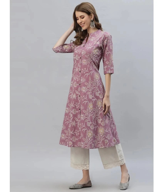 Stylum Rayon Printed Front Slit Womens Kurti - Mauve ( Pack of 1 ) - None