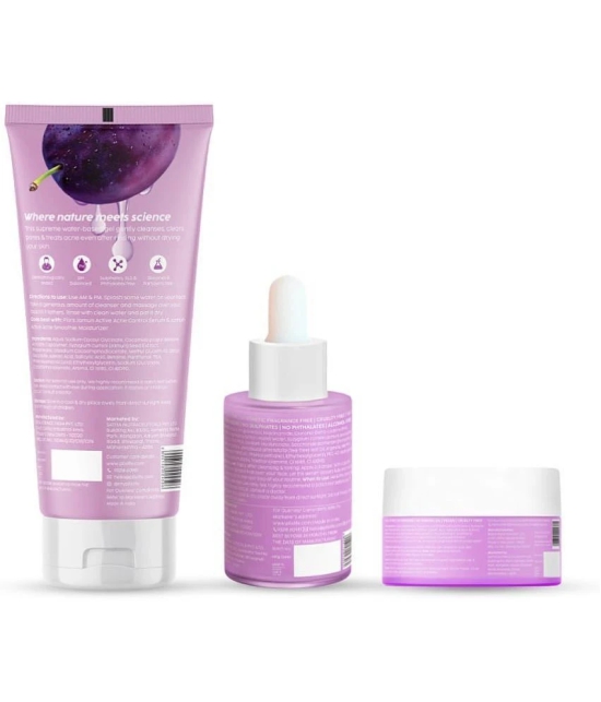 Plix Jamun active acne serum 30ml Jamun facewash 100ml & Jamun moisturizer 50 g combo(Pack of 3)