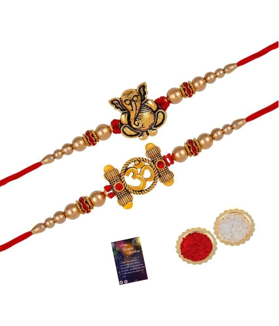 Silver Shine - Red Religious Rakhi ( Pack of 2 ) - None