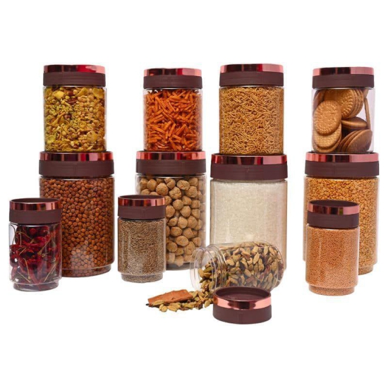 KSI Stackable Containers for Kitchen Stackable Jars for Kitchen Stackable Storage Box for Kitchen Plastic Kitchen Container Set Spice Jar Airtight Plastic Container Pack of 12 (4 pieces of 500 ml, 4 pieces of 1100 ml, 4 pieces of 2200 ml)