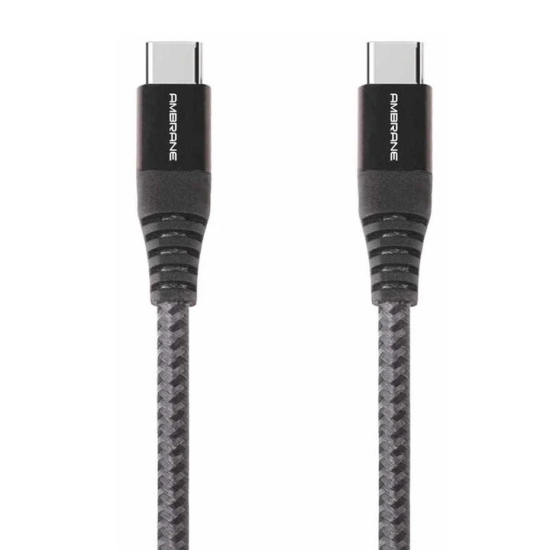 Ambrane BCTT-15 Braided Type C To TypeC Single Pin Data Cable (Black)