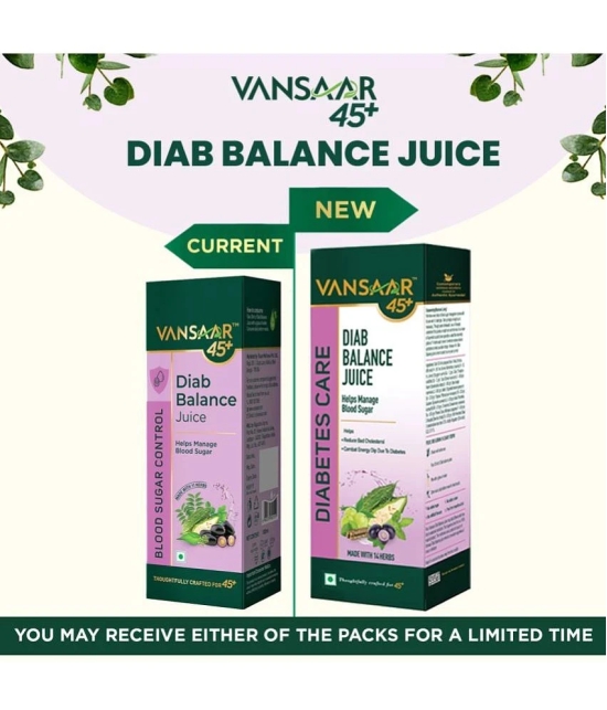 Vansaar 45+ Diab Balance Juice with 14 Clinically Proven Herbs for Effective Diabetic Care 1L Each