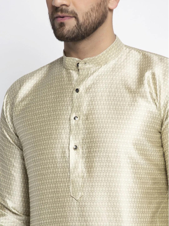 Jompers Men Beige & White Woven Design Kurta with Pyjamas-XL / Beige