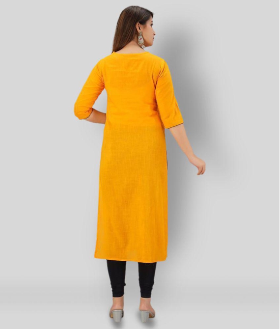 SVARCHI - Yellow Cotton Women's Straight Kurti ( Pack of 1 ) - XL