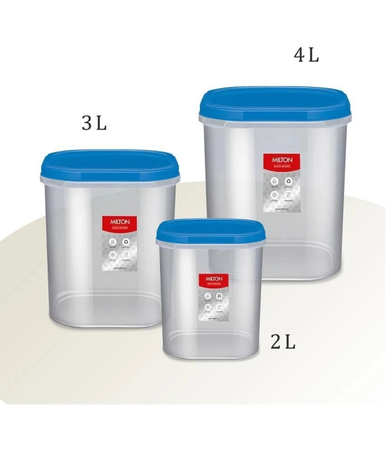 Milton Quadra Storage Container, Set of 3, 2000 ml, 3000 ml, 4000 ml, Blue - Blue