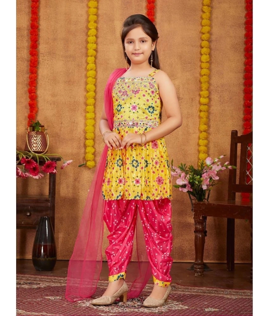 Aarika Yellow Silk Girls Patiala Kurta Set ( Pack of 1 ) - None