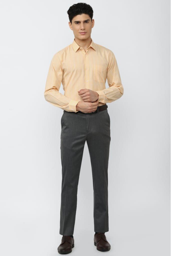 Men Orange Slim Fit Formal Full Sleeves Formal Shirt