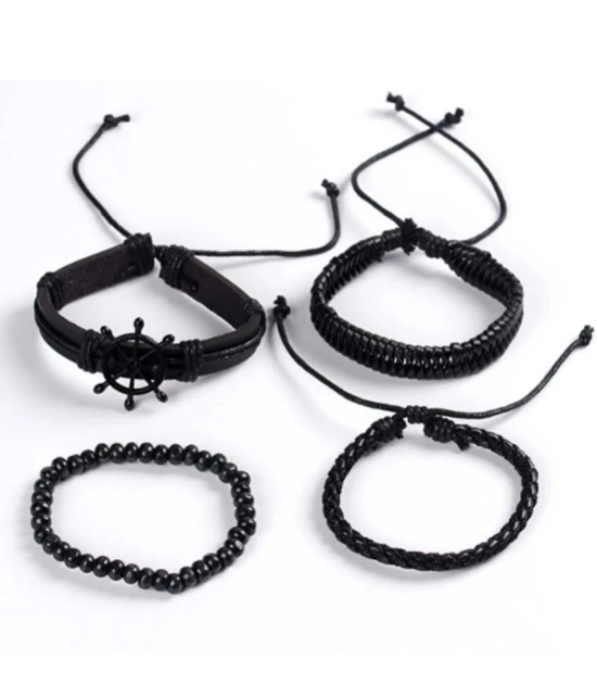 FASHION FRILL Black Bracelet ( Pack of 4 ) - None