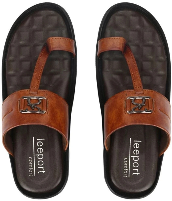 Leeport - Rust Mens Leather Slipper - None