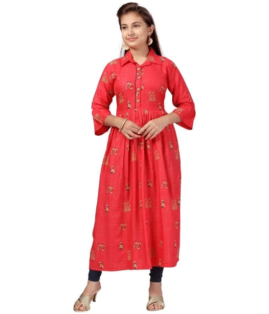 Aarika Red Cotton Girls Kurti ( Pack of 1 ) - None