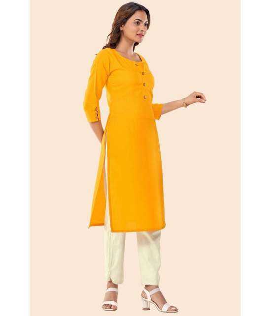 Glomee - Yellow Cotton Women's Straight Kurti ( Pack of 1 ) - None