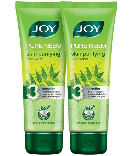 Joy Natural Skin Purifying Neem Face Wash for Acne & Pimples 200ml, (Pack of 2 X 100ml)