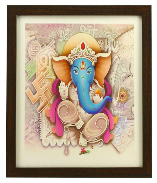 Indianara Religious Ganesha Synthetic Painting With Frame