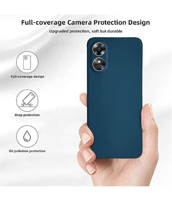 Case Vault Covers - Blue Silicon Plain Cases Compatible For Oppo A17 ( Pack of 1 ) - Blue