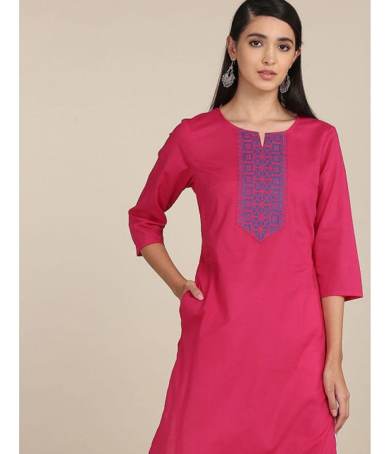 Karigari - Pink Cotton Women's Straight Kurti ( Pack of 1 ) - None