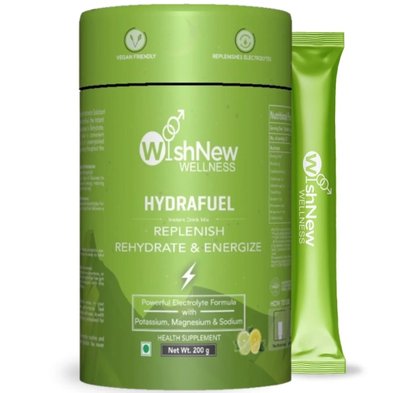 WishNew Wellness HydraFuel: Prime Electrolyte Energy Workout Drink Mix | Get Daily Hydration & Instant Energy Boost | Lemon & Lime Flavor with natural Sweetness| 20 Sachets | Suitable for Men & Women