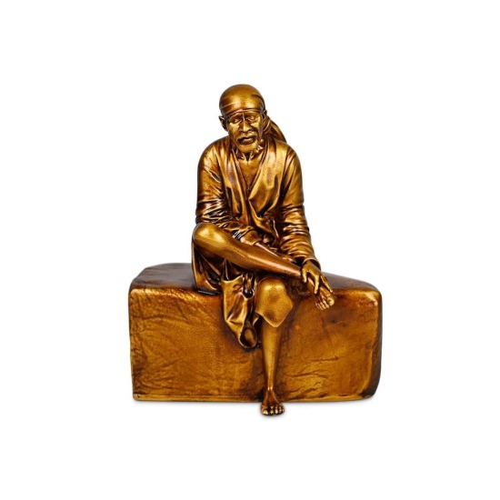 Artarium Car Dashboard Resin Sai Baba Idol Home Decor Item Sai Baba Murti Statue for Gift (Pack-1) Height -4 inch