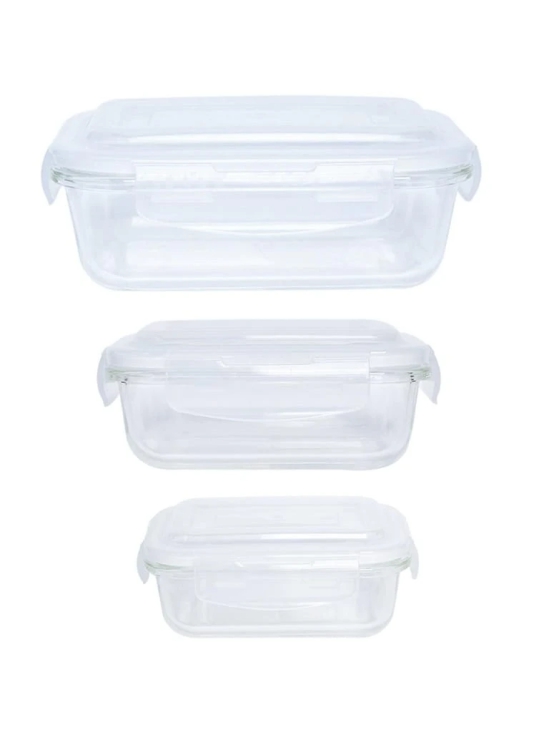 Borosilicate Food Containers (Pack of 3 - 370ml, 640ml & 1040ml)